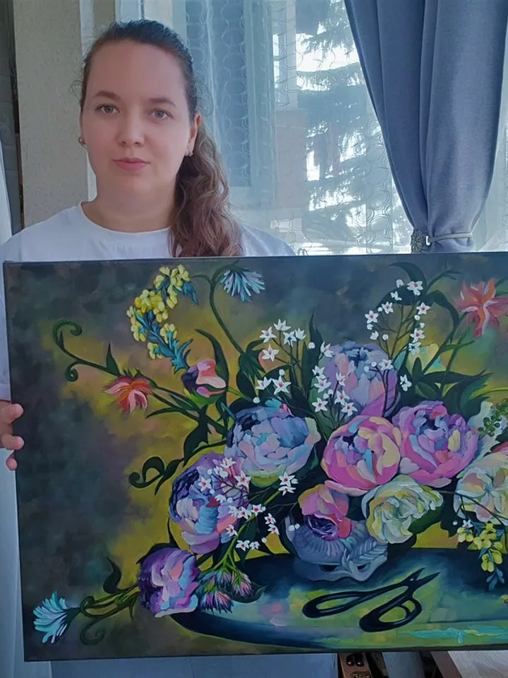 Peony Painting Bouquet Art Still Life Artwork Large Wall Art Canvas Oil Painting