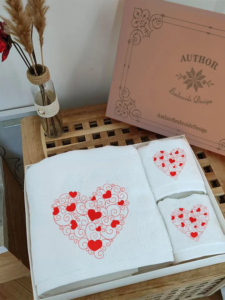Heart Scroll Embroidery design Machine embroidery pattern 5 sizes, Embroidery files heart ornament instant download, Valentine heart #R23