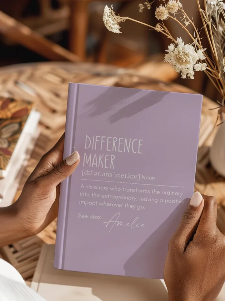 Personalized Difference Maker Journal with your name;  Difference Maker Definition Gift; Custom Coworker Gift Employee gift Mentor Leader