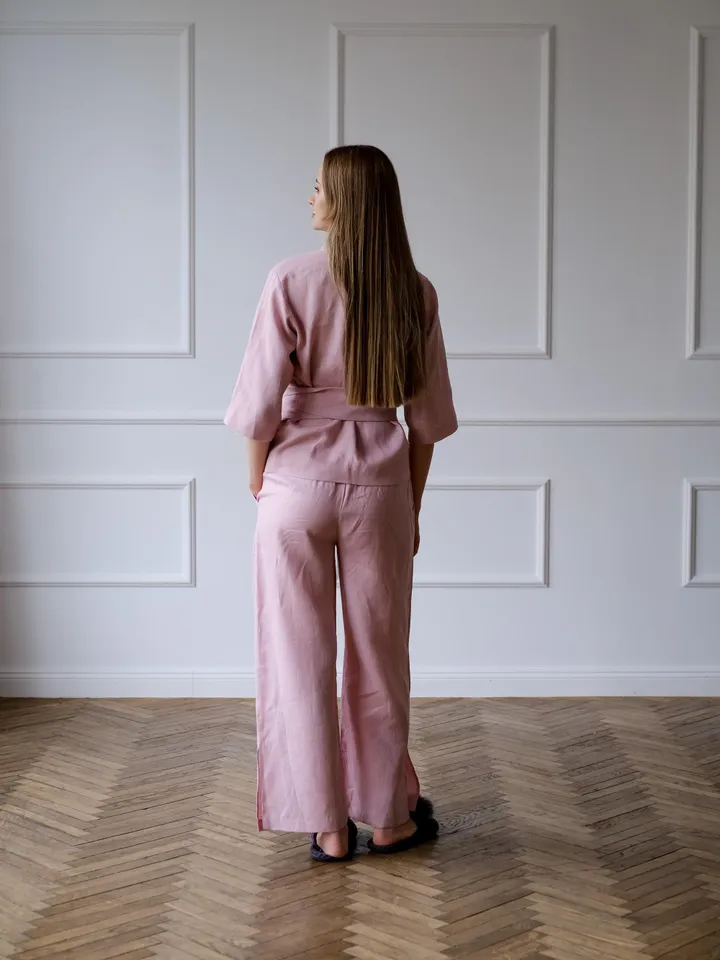 Linen suit - Kimono jacket with pants for women - Linen pants - Linen clothing womens