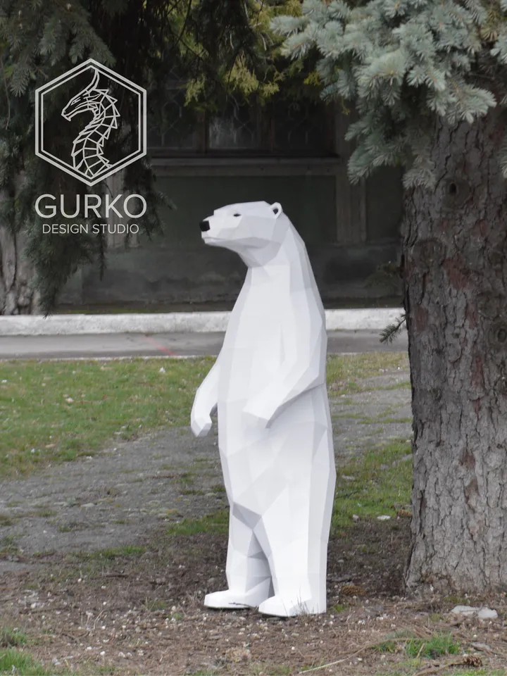 Polar Bear (2 metres) Papercraft, Digital Template, PDF Download, Gurko, Low Poly, Pepakura, Origami Sculpture, Paper Party Decor, DIY Gift
