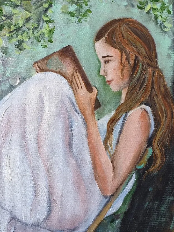 Girl Painting Forest Original Art Figurative Artwork Oil Painting Canvas Art