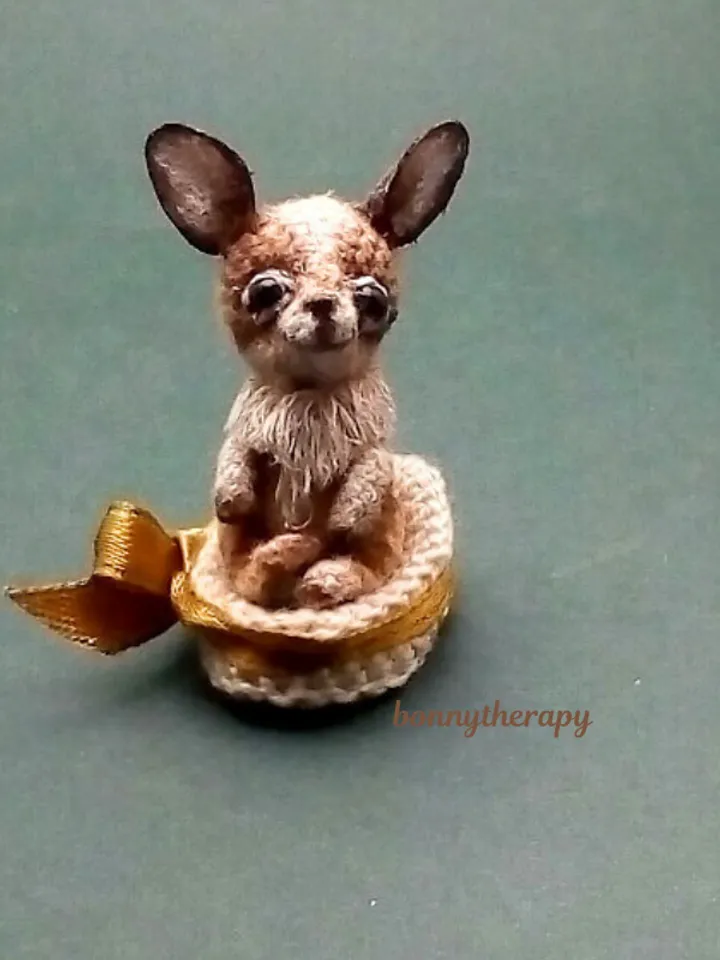 Miniature stuffed dog 1.18 inch, tiny chihuahua