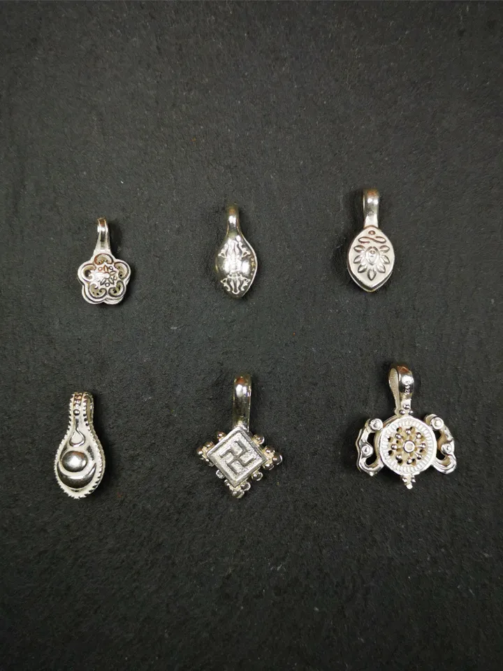 Gandhanra Handmade Tibetan Buddhist Mala Counter Clips,Bum Counter Clip for Prayer Beads,Made of Sterling silver
