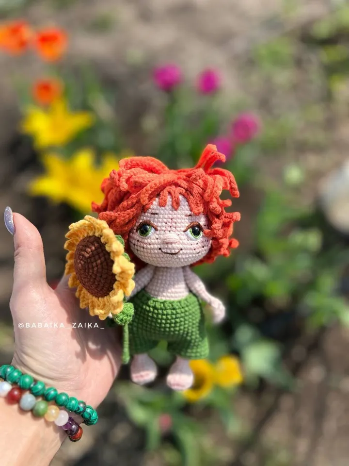 PDF Crochet Sunny Boy Pattern, Amigurumi Sunflower Pattern, Crochet Doll Boy, Sunflower Crochet Pattern, Amigurumi Funny Doll Pattern