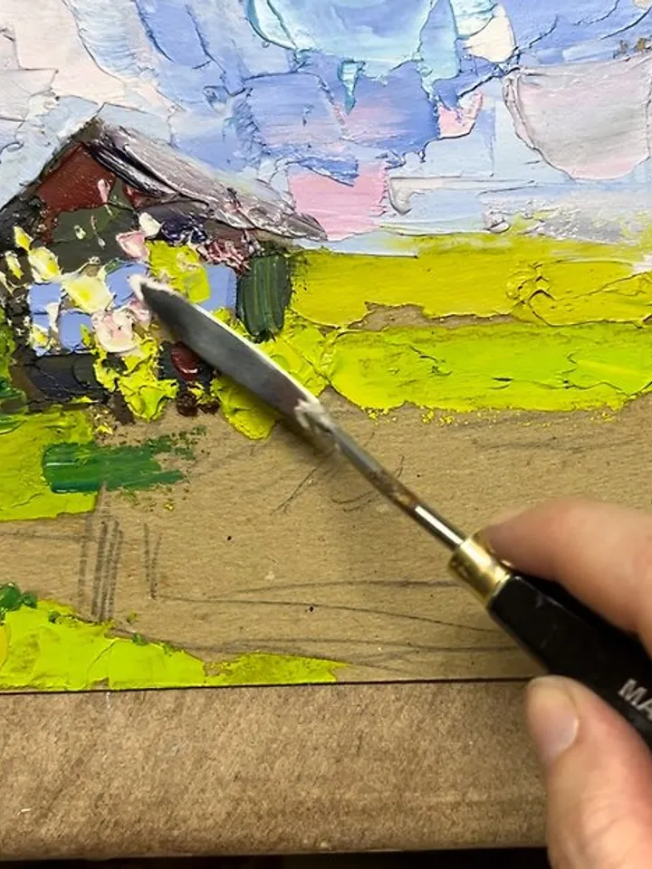 Blooming tree Painting Original Painting village Artwork Impasto Oil Painting