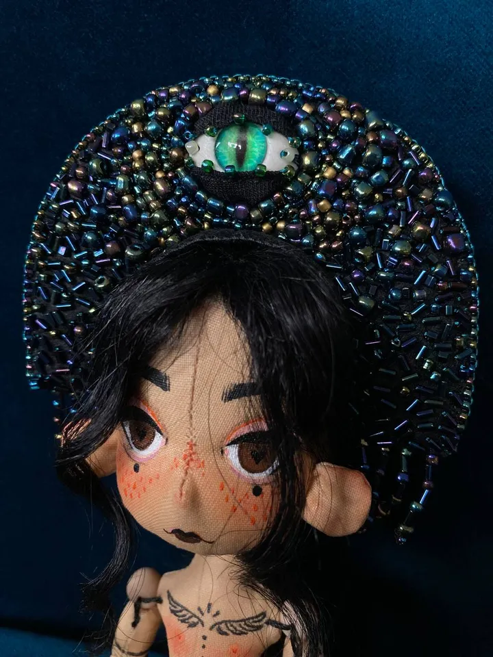 Gothic doll with tattoos. Wednesday Addams doll