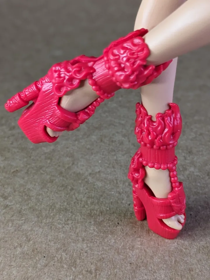 Red fire sandals with high heels for 10.5 inch female dolls (MH, EAH)