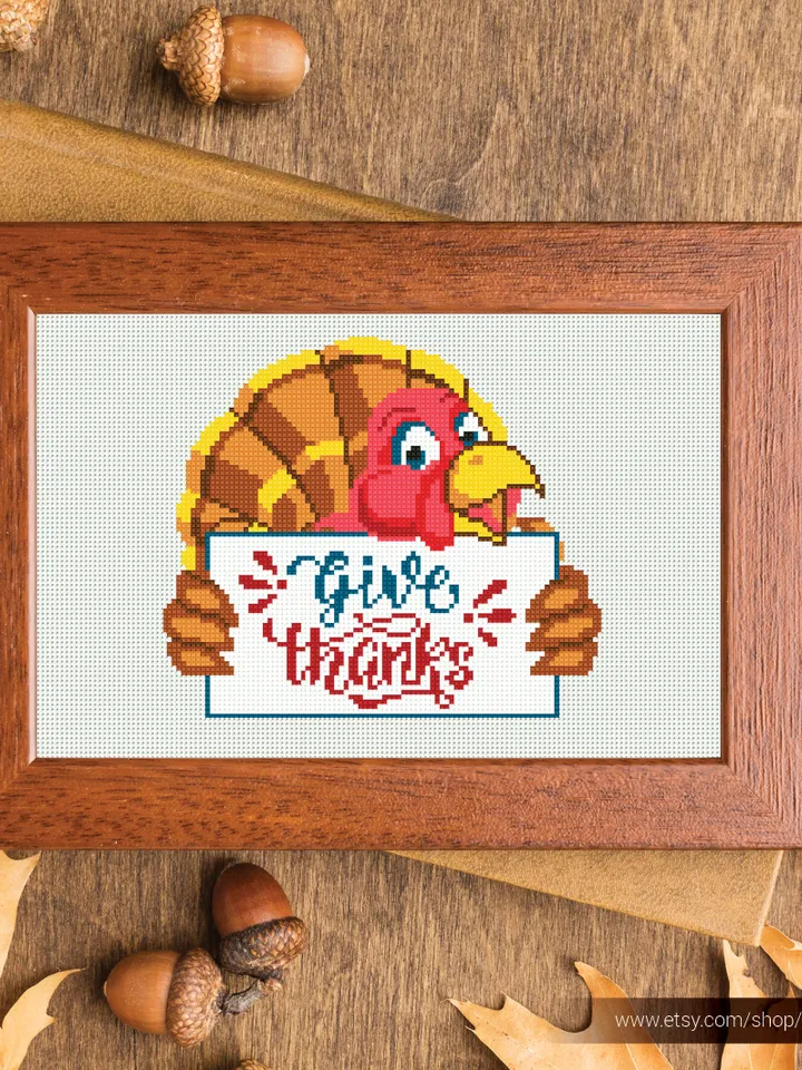 Thanksgiving day cross stitch pattern, Turkey, Holiday, Family decor, counted, chart, gift DIY, embroidery, instant PDF