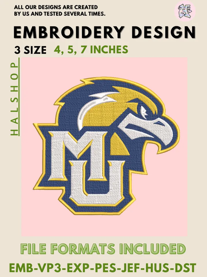 NCAA Marquette Golden Eagles Embroidery Pattern, Round Logo Machine Embroidery Design, Digital File Download