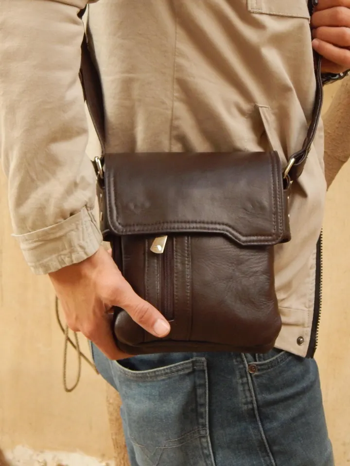 Leather Shoulder Bag, Handmade Crossbody Bag, Everyday Durable Bag, Zippered shoulder bag, Mens purse with a flap, Unique Gift for Him