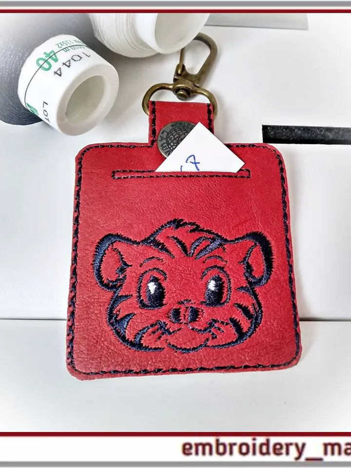 In the hoop Keychain with pocket machine embroidery design ITH