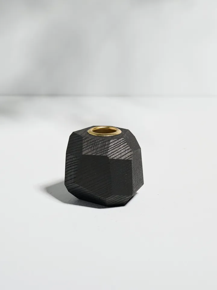 Black Geometric Tapered Candlestick Holder