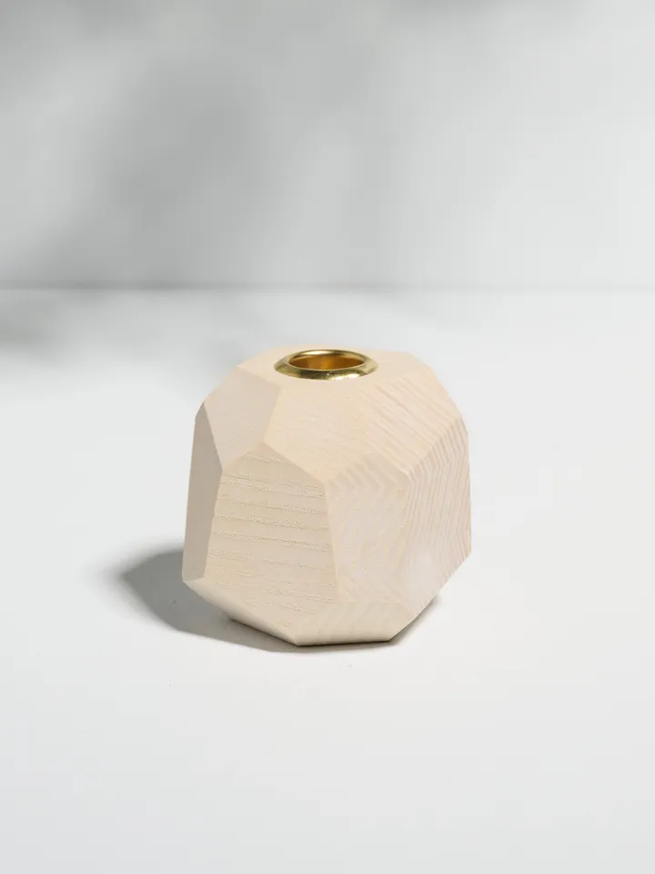White Geometric Tapered Candlestick Holder
