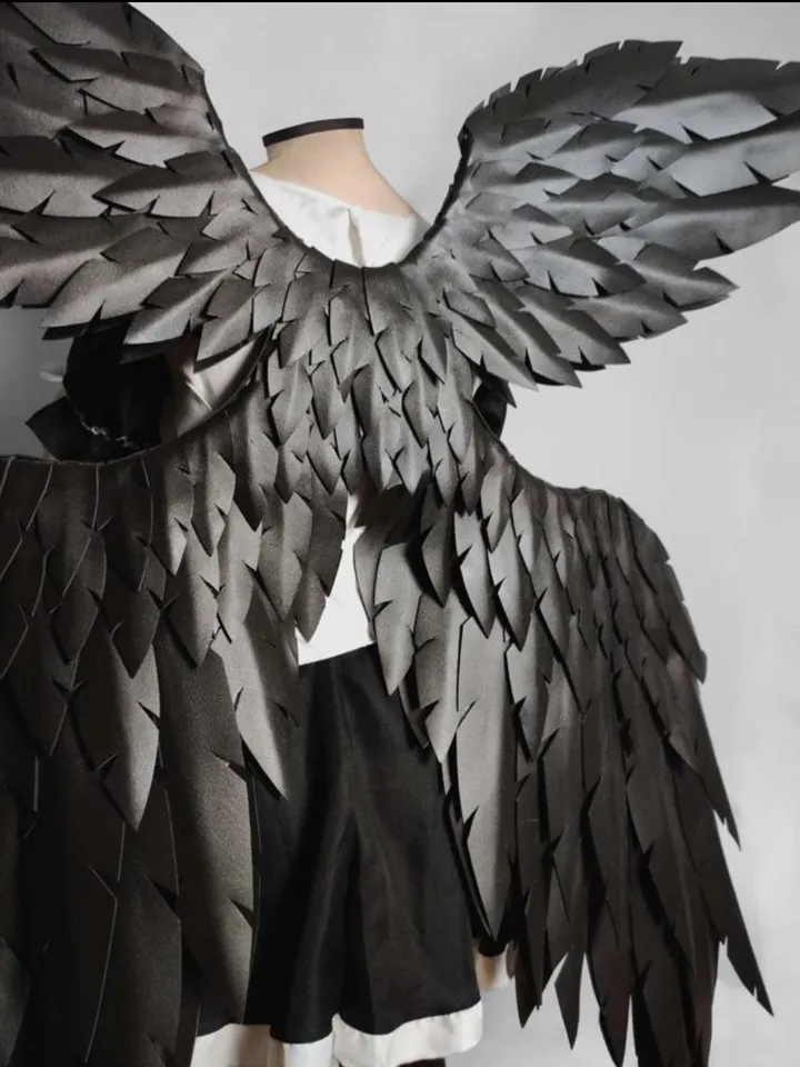 cosplay kujou sara,black wings, angel wings,wings, wings for a photo shoot, large wings, wings on the back, cosplay wings