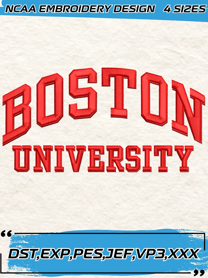 Logos Boston University Terriers Embroidery Designs,NCAA Logo Embroidery Design,Machine Embroidery Design File,4 Sizes, Digital Download