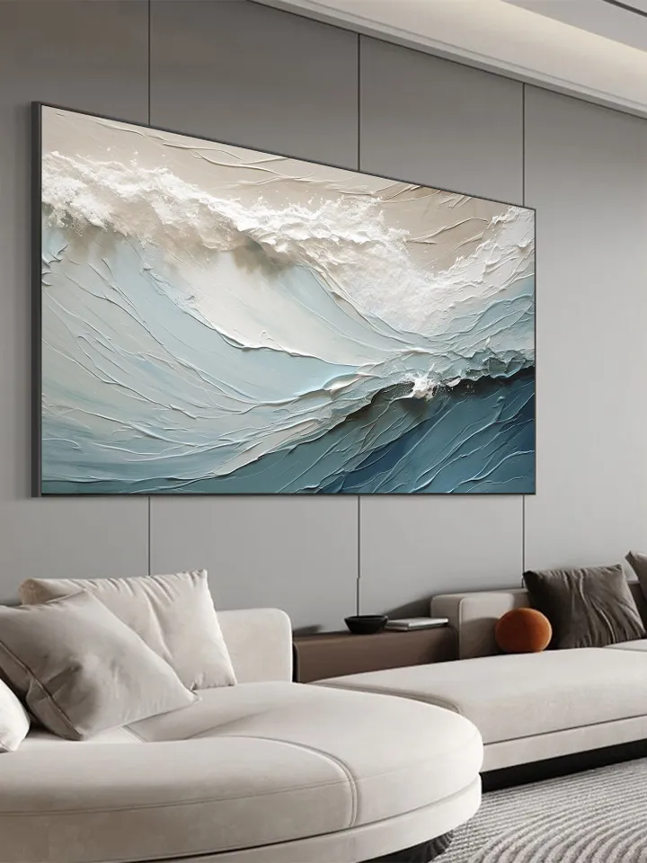 Original Abstract Seascape Oil Painting On Canvas, Large Wall Art, Bule Sea Painting, Custom Painting, Boho Wall Art, Living room Wall Decor