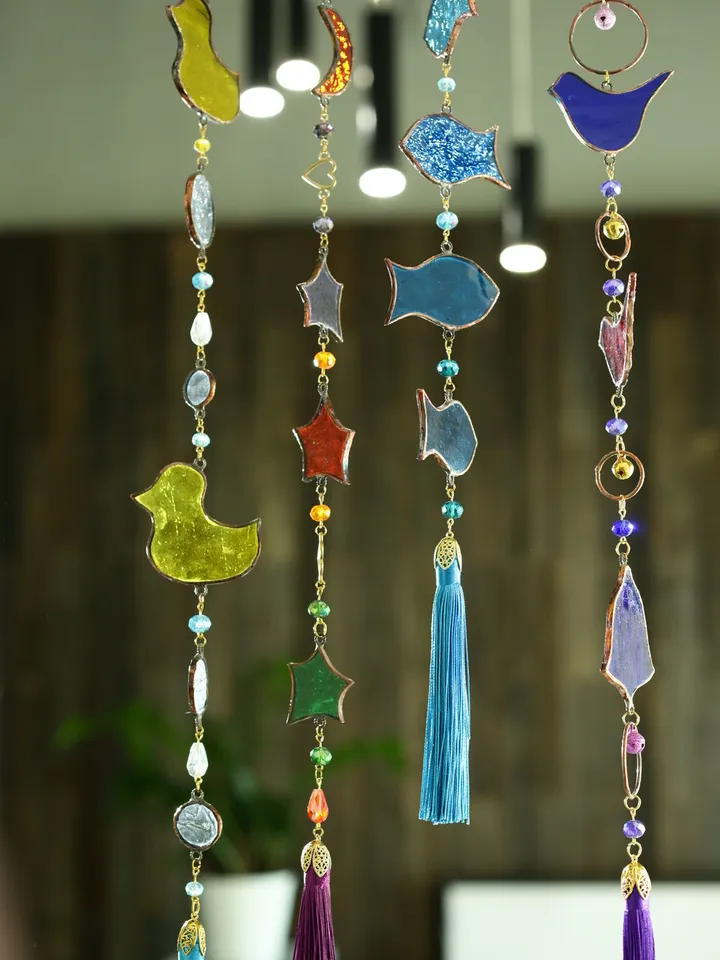 Stained Glass Garlands for Nursery. Tiffany-Style Magic, Tiffany Style Glass Garland for Kids Room, Magical Stained Glass Hanging for Children’s Room, Handcrafted Glass Garland for Baby Room, Whimsical Stained Glass Decoration for Kids