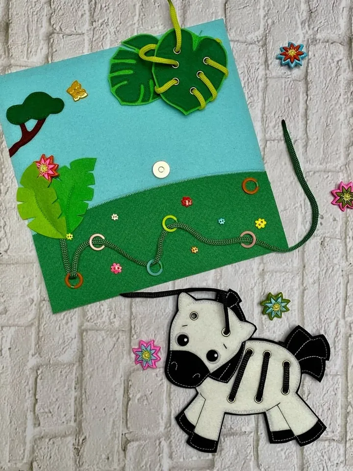Animals Quiet book pattern pdf, Africa Felt activity book pattern, DYI Quiet book sewing for kids 2, 3, 4 year old, Baby soft book tutorial