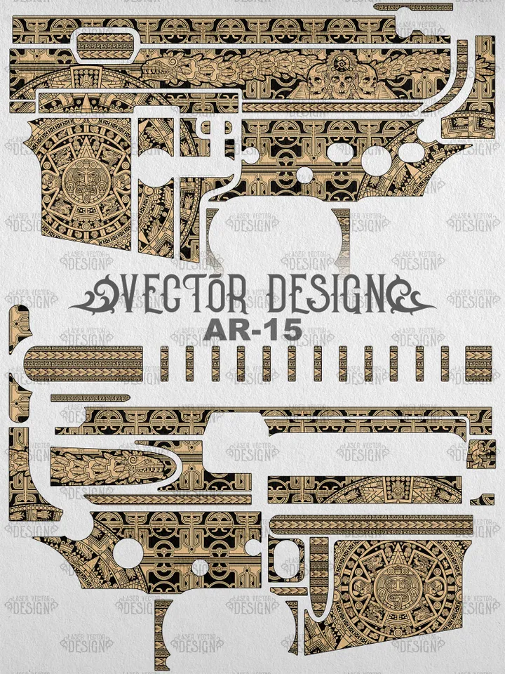 VECTOR DESIGN AR-15 Aztec calendar