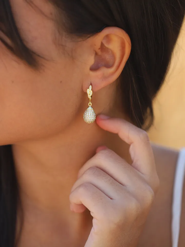 Pearl Rose Gold Boho Wedding Earrings, CZ Boho Bridal Earrings, Statement Wedding Jewelry, Pearl Wedding Jewelry, Gold Teardrop Earrings