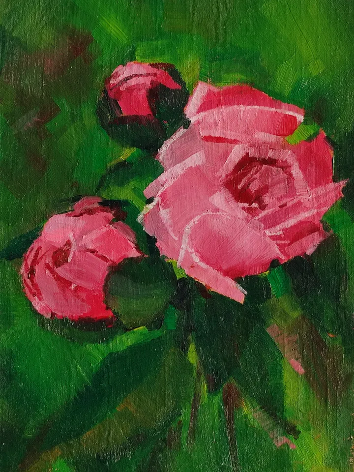 painting of Peonies oil on canvas 13*18cm