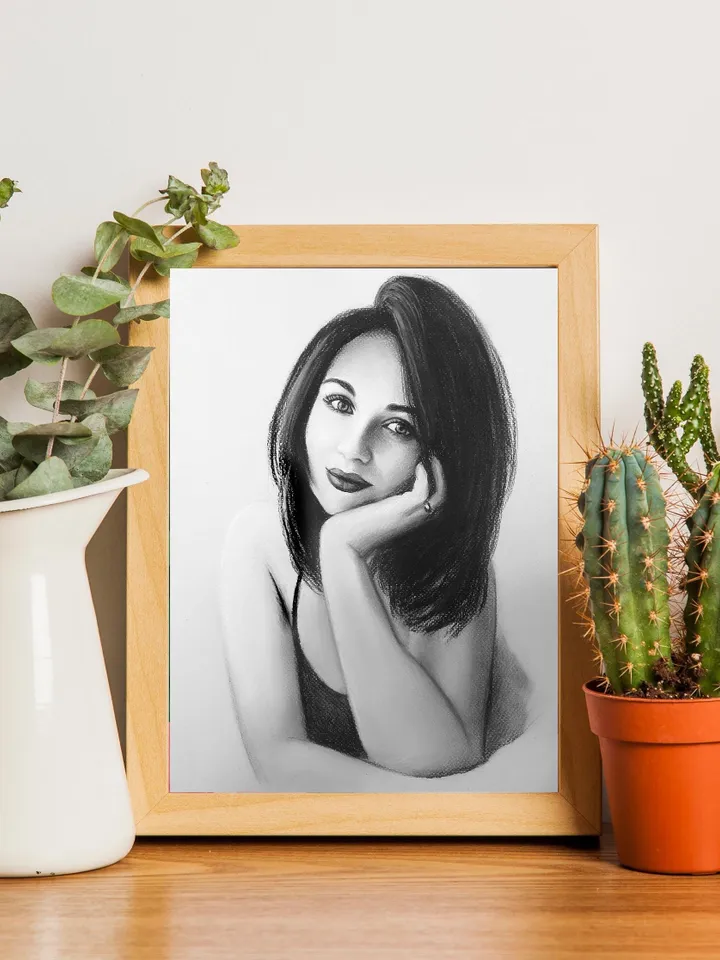 Charcoal Portrait from photo | Order a realistic charcoal and pastel portrait from a photo | Custom hand drawn portrait on paper
