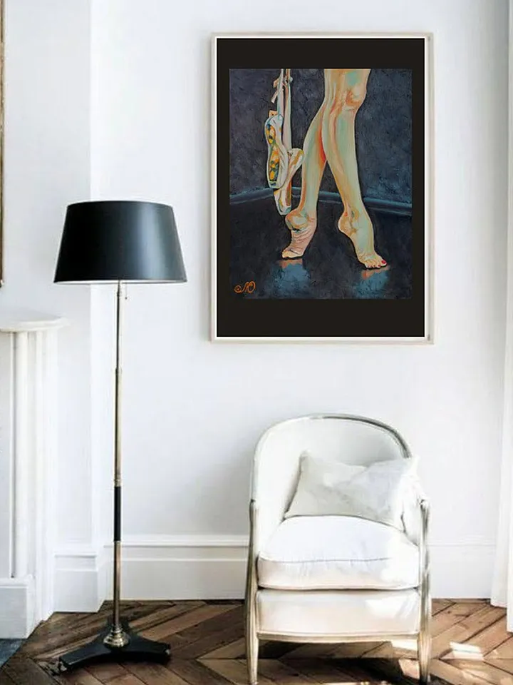 Female Foot Painting Ballerina Original Art Ballet Pointe Wall Art Oil Painting