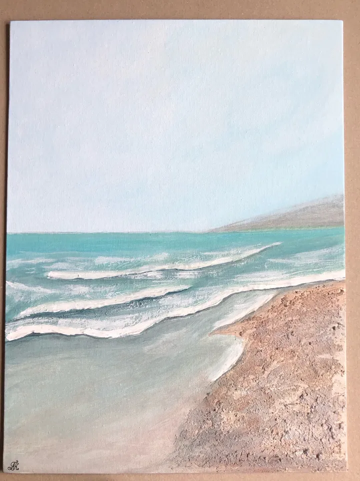 Sea original acrylic painting modern art kitchen painting 12 by 15 inches