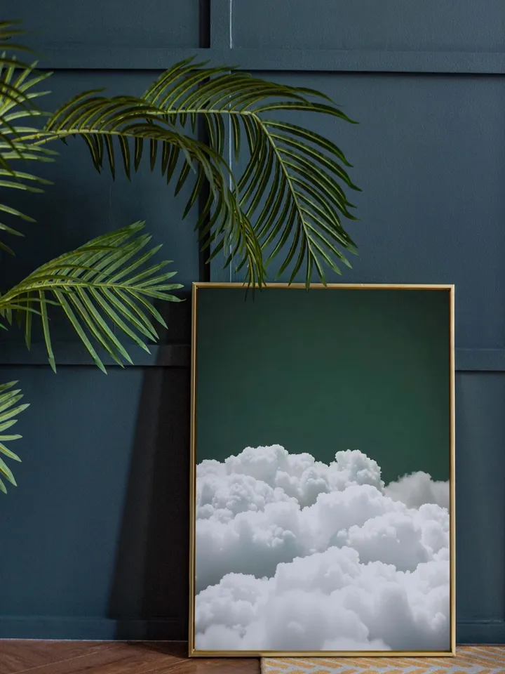 Emerald Green Cloud Wall Art Print, Bedroom Wall Decor Over the Bed Art, Above Bed Decor, Bedroom Decor, Abstract, Minimalist, Dark Green