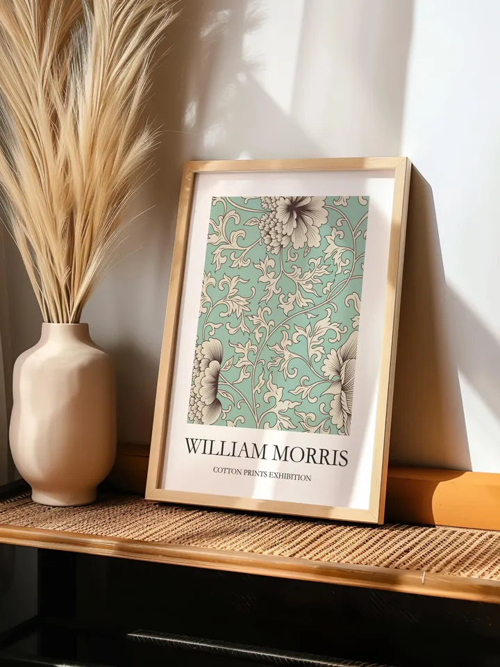 William Morris Style Wall Art Print Vintage Textile Poster Museum Inspired Design Home Decor Interior Pattern Digital Download Gift