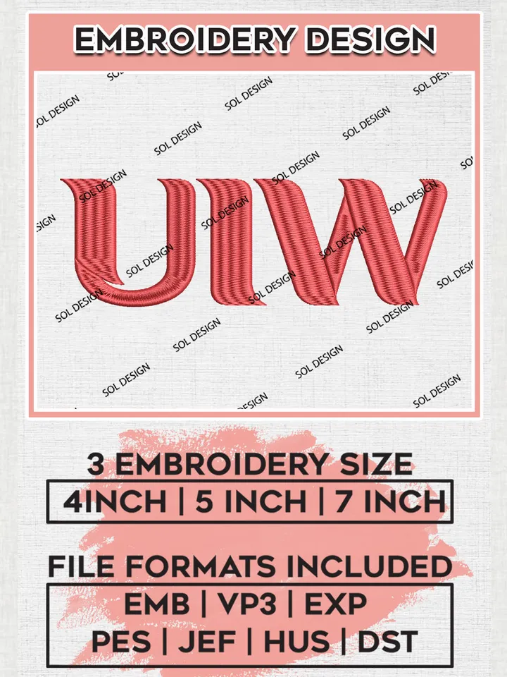 UIW Cardinals Team Logo Embroidery Design Files, NCAA Incarnate Word Cardinals Machine Embroidery, NCAA Teams, 3 sizes, NCAA Machine embroidery designs, Digital Download