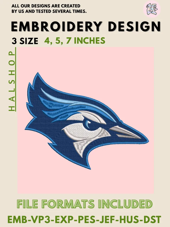 Creighton Bluejays Machine Embroidery Design – NCAA College Sports Team Digital Embroidery File 💙🪶