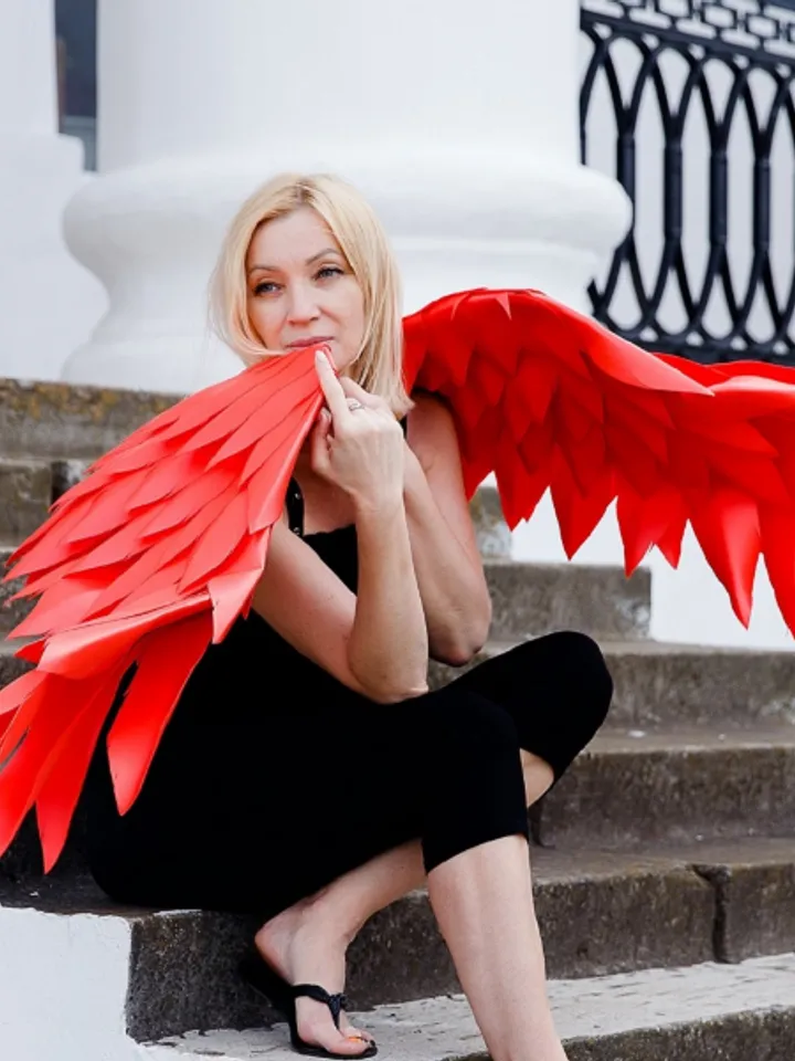 Red wings costume, Red wings cosplay, Christmas Angel, Handmade wings, Angelic wings photoshoot prop women sexy outfit