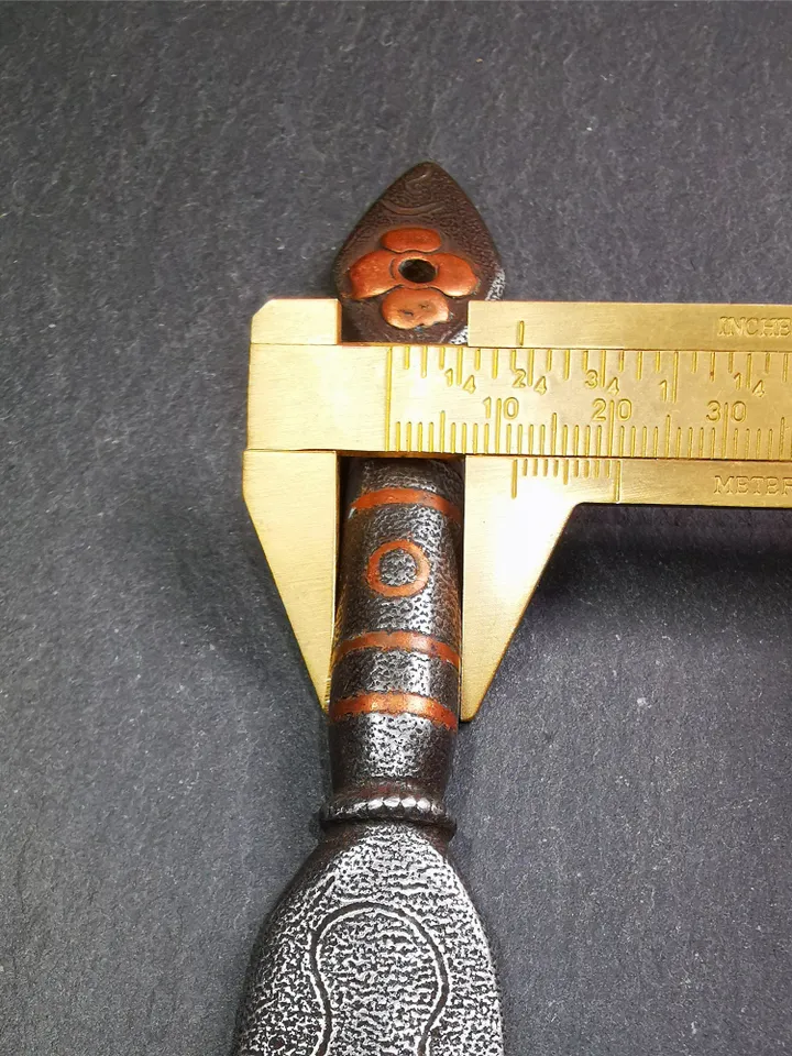 Gandhanra Handmade Tibetan Buddhist Ritual Implement - Kila -Dorje Phurba,Made of Cold Iron inlaid with Copper,5.5"