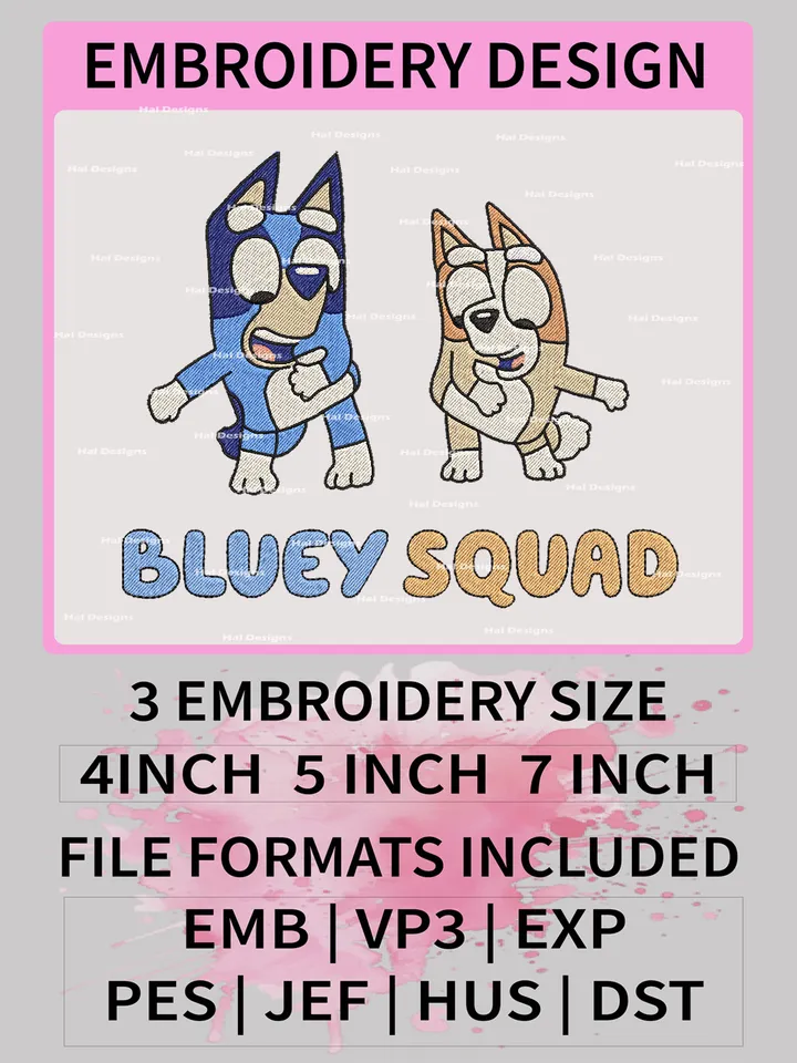 Bluey Chilli Heeler Embroidery Design – Bluey Mom Machine Embroidery File 💙🧵