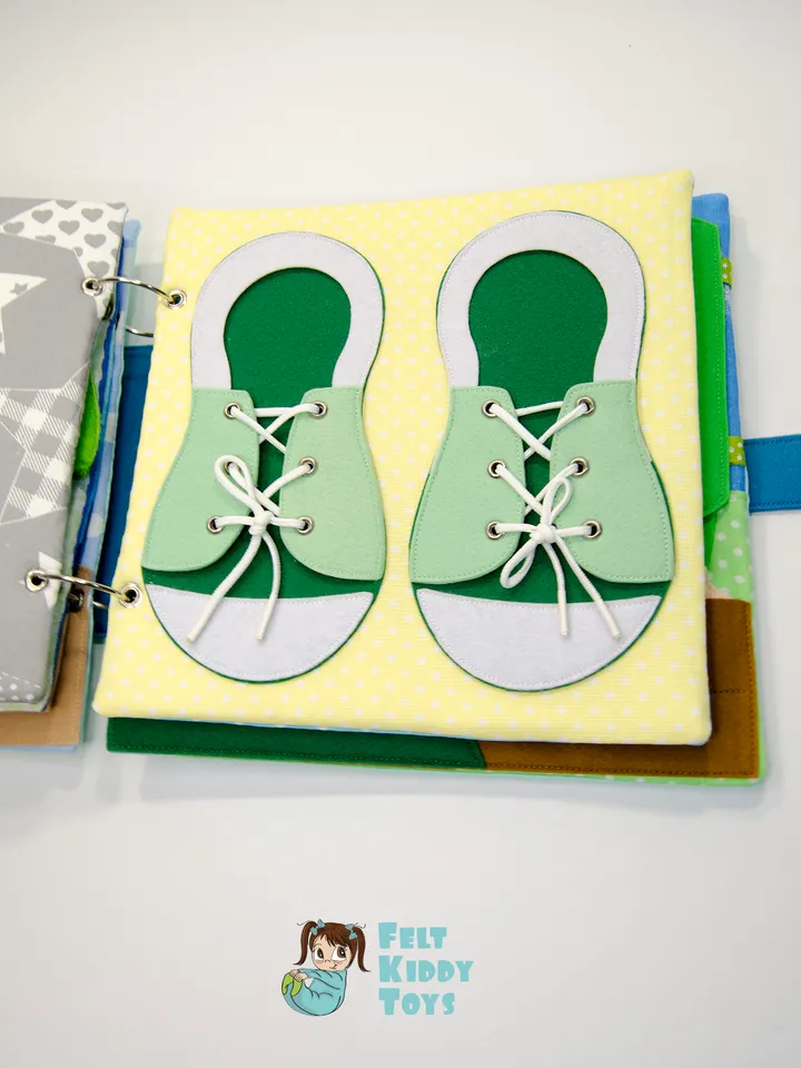 Quiet book page, Shoe tying , PDF sewing pattern, SVG files, 2 sizes