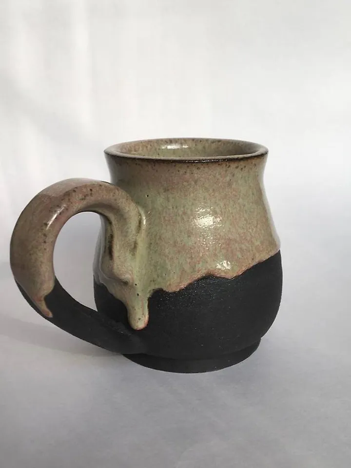 Rose, green and black galaxy glazed stoneware mug