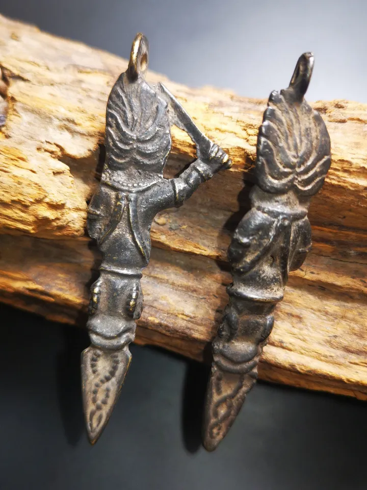 Gandhanra Antique Thokcha Pendant,Phurba Kila of Manjusri and Samantabhadra,Tibetan Budhist Protective Amulet,80 Years Old