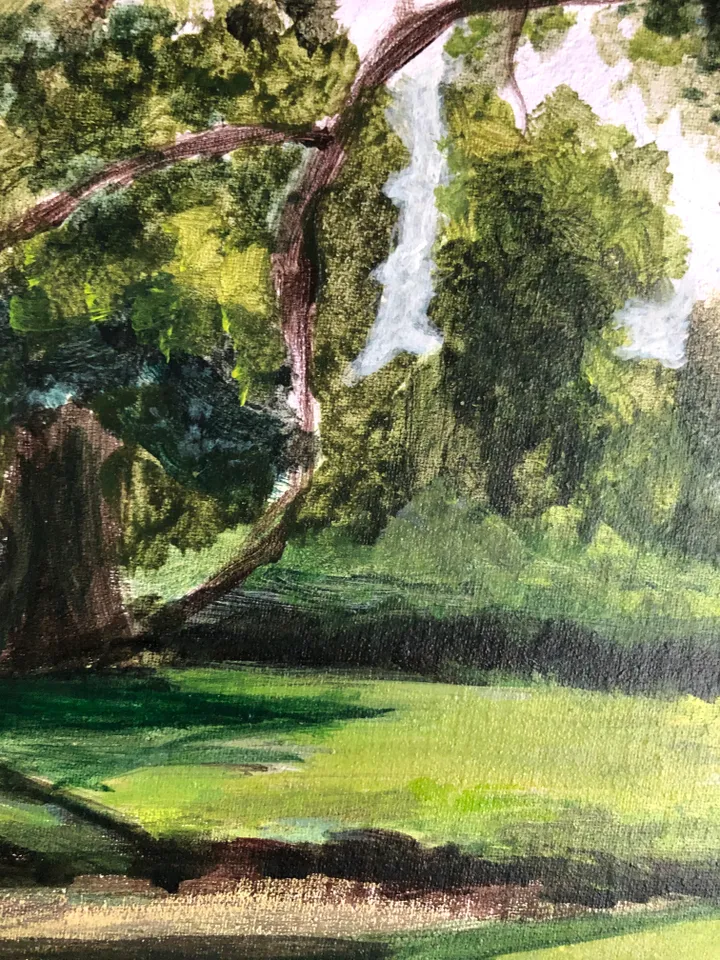 Old oak wall art modern artwork landscape 12 by 16 inches original acrylic painting hand painted