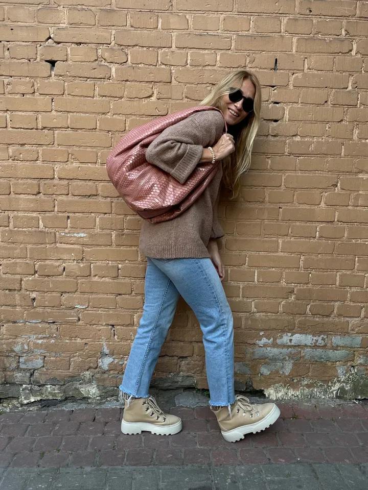 Big Soft Hobo Classy Sport Woman Bag | Purse Genuine Python Skin | Python Skin Products | Beige Big Elegant Leather Designer Soft Bag Snake