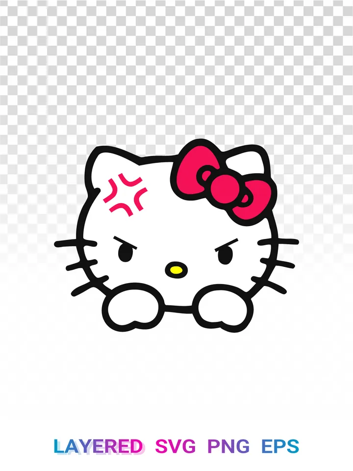 Hello Kitty Angry SVG PNG Transparent, Mad Sanrio 😠