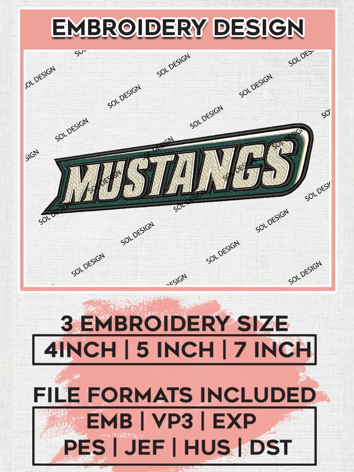 NCAA Mustangs Team Word Logo Embroidery Design Files, NCAA Cal Poly Mustangs Machine Embroidery, NCAA Teams, Game Day, 3 sizes, NCAA Machine embroidery designs, Digital Download