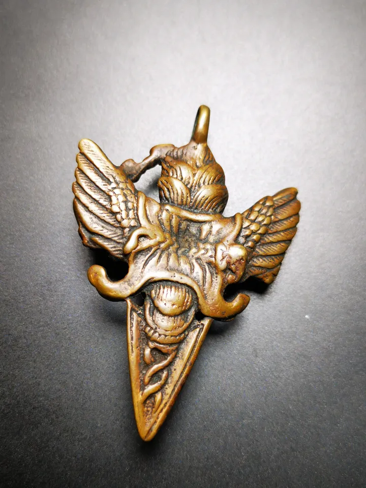 Gandhanra Antique Tibetan Thokcha Amulet Pendant,Mahakala Phurba, Buddhist Protector Deity, 80 Years Old