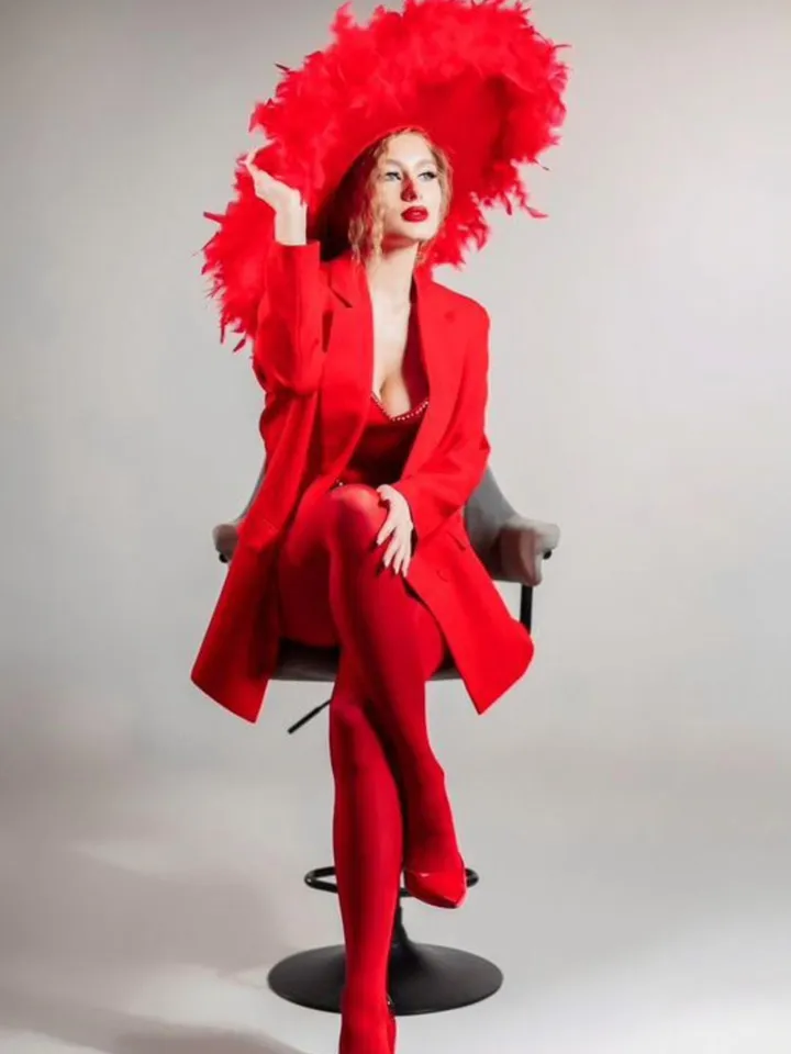 Big Hat, Hat with feathers, a photo shoot hat, a red hat, a giant hat, a burning man