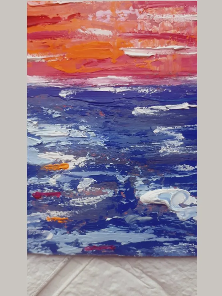 Tranquility of Vibrant Sunset, Seascape Painting