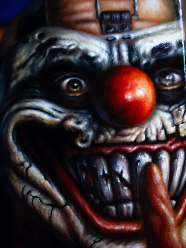 Original oil painting Twisted Metal Sweet Tooth