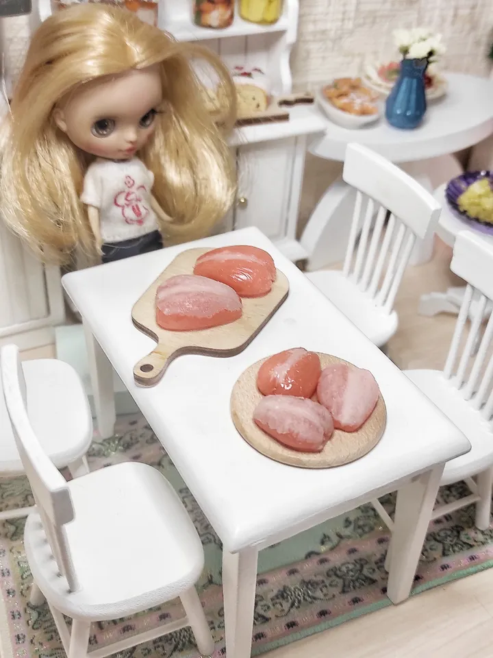Realistic miniatures for doll houses - polymer clay poultry meat - meat board - miniature - food for dolls - mini food