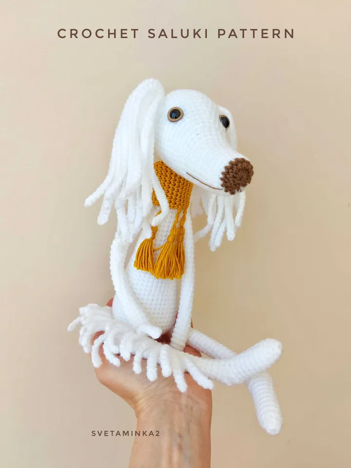 Saluki Crochet Dog Pattern Amigurumi Persian Greyhound Arabian Hound. Digital Download. PDF.