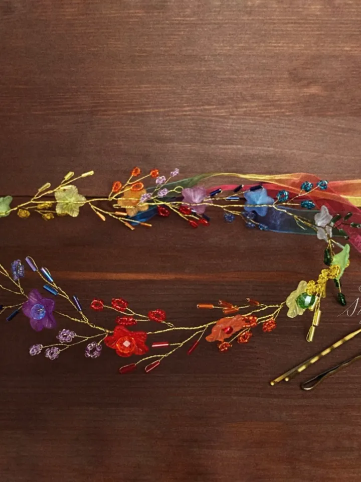 Rainbow headpiece, Rainbow wreath, Rainbow accessories, Pride jewelry, Pride accessories, LGBTQ accessories, Lgbt headband, multicolored wreath
